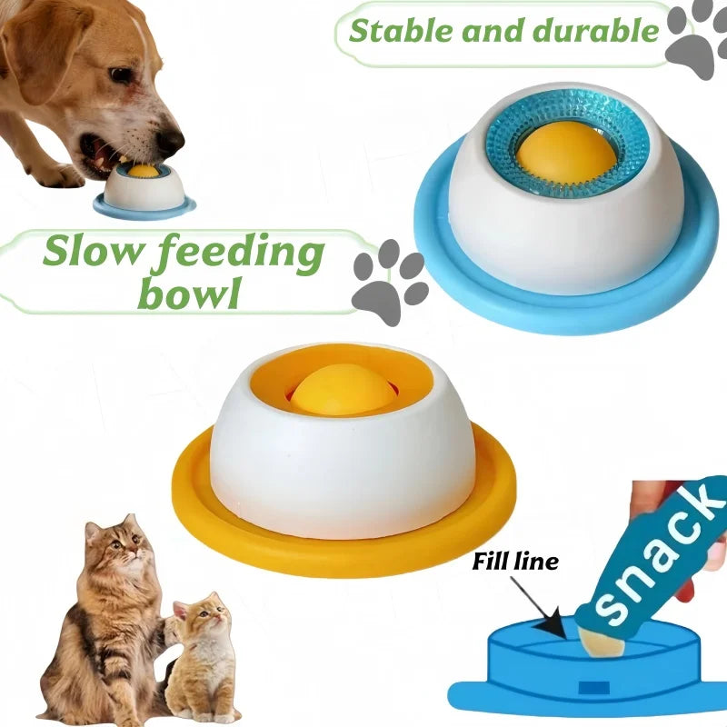 Bol à lécher pour chiens et chats, jouet distributeur de nourriture à léchage lent, bol antidérapant, jouet éducatif ; incite les chiens et les chats à lécher.