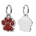 Plaque d'identification personnalisée et gravée pour chien ou chat – Pendentif en alliage en forme de patte avec paillettes – Accessoire pour collier d'animal de compagnie