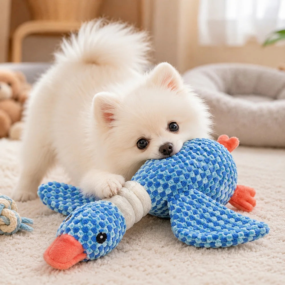 Jouet en peluche pour animaux avec pouic-pouic – Jouet interactif et ludique pour chiens et chats – Compagnon doux et résistant – Jouet à mâcher favorisant le nettoyage des dents – Conception robuste – Accessoire