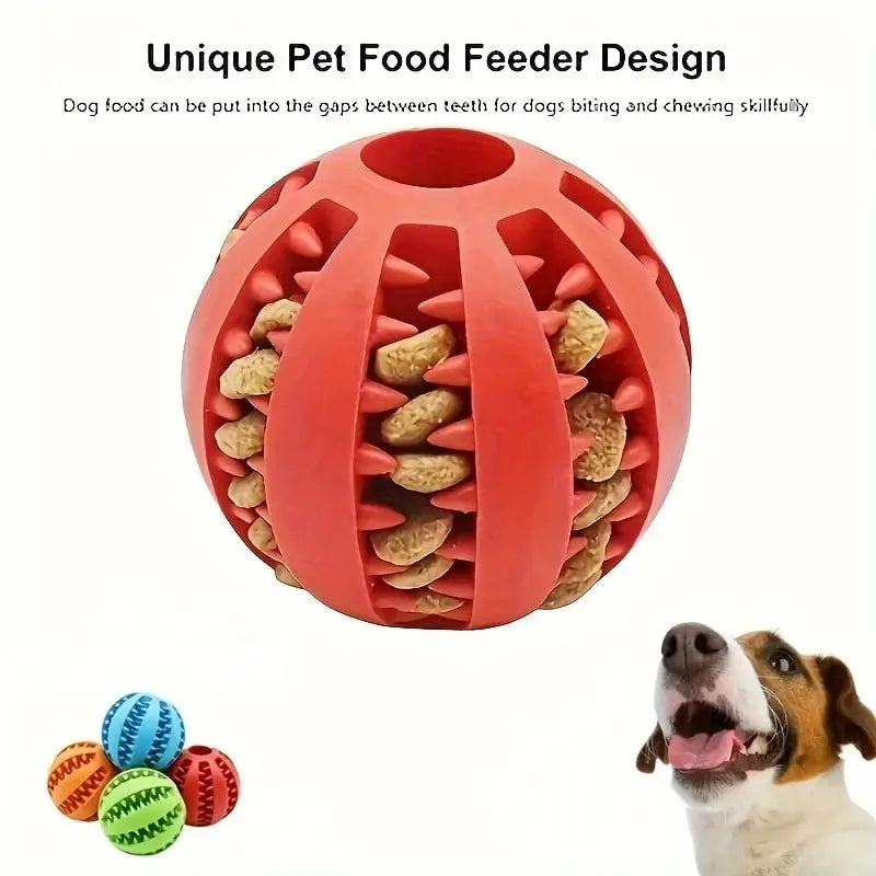 Balle-jouet pour chien, résistante aux morsures et non toxique (pour chiens, chiots et chats) ; balle distributrice de friandises et jouet à mâcher pour le nettoyage des dents .