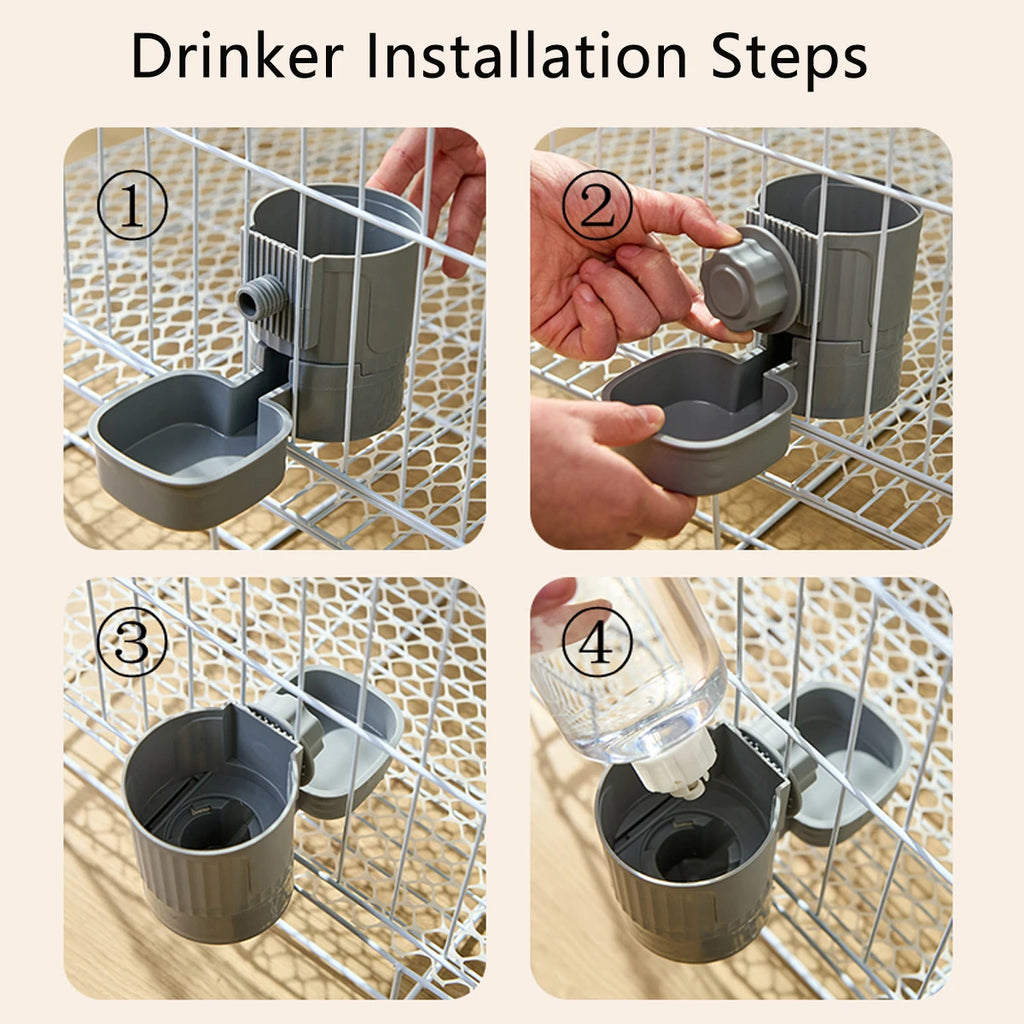Distributeur automatique d'eau et de nourriture pour animaux (chiens, chats) – Gamelle suspendue à la cage, adaptée aux petits chiots, chats et lapins.