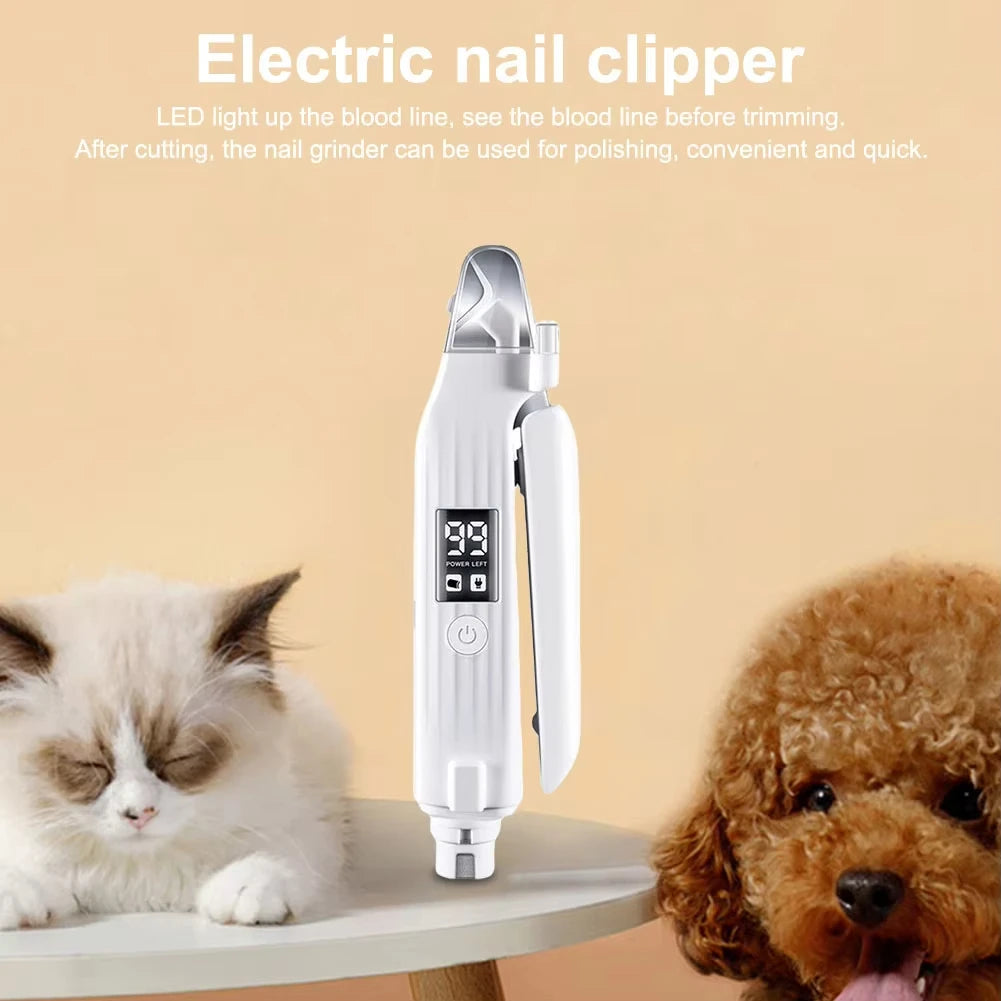 Lime et coupe-griffes électrique 2 en 1 pour animaux avec éclairage LED – Pour chiens et chats de toutes tailles (petits, moyens et grands)