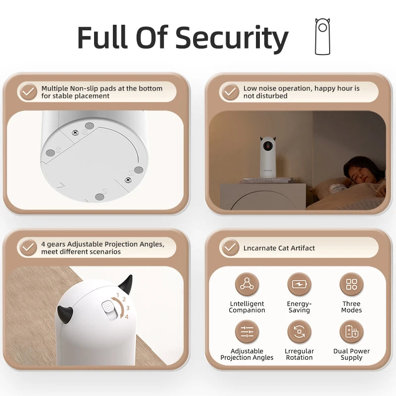Jouet interactif et intelligent ROJECO pour chats : pointeur laser LED pour l'intérieur, jouet électronique portatif pour taquiner et divertir chats et chiens.