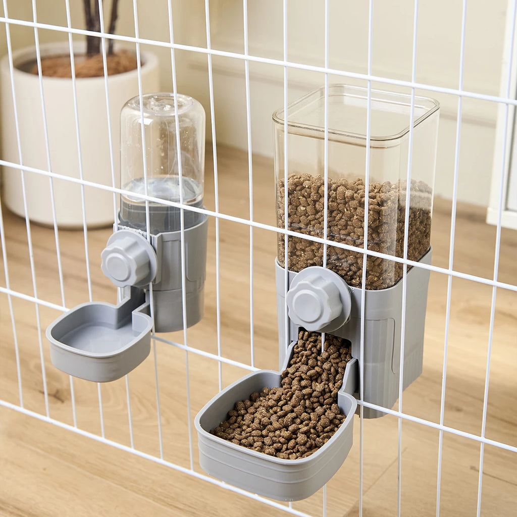 Distributeur automatique d'eau et de nourriture pour animaux (chiens, chats) – Gamelle suspendue à la cage, adaptée aux petits chiots, chats et lapins.
