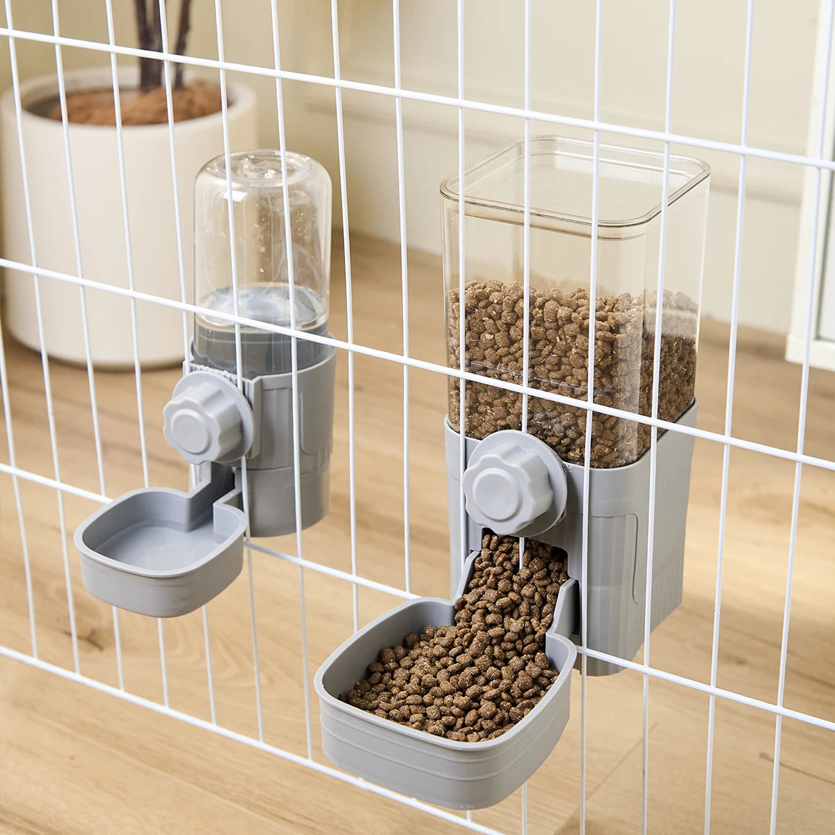 Distributeur automatique d'eau et de nourriture pour animaux (chiens, chats) – Gamelle suspendue à la cage, adaptée aux petits chiots, chats et lapins.