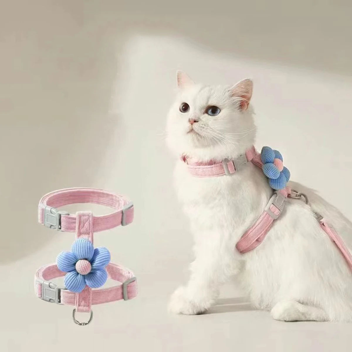 Ensemble harnais et laisse pour chat ou petit chien – Harnais réglable et respirant pour promenades