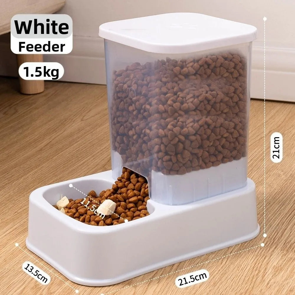 Distributeur automatique de nourriture et d'eau pour animaux (1,2 L / 1,5 L) – Grande capacité – 2 modèles – Ensemble distributeur d'eau et de nourriture pour chats et chiens – Plastique – 3 couleurs