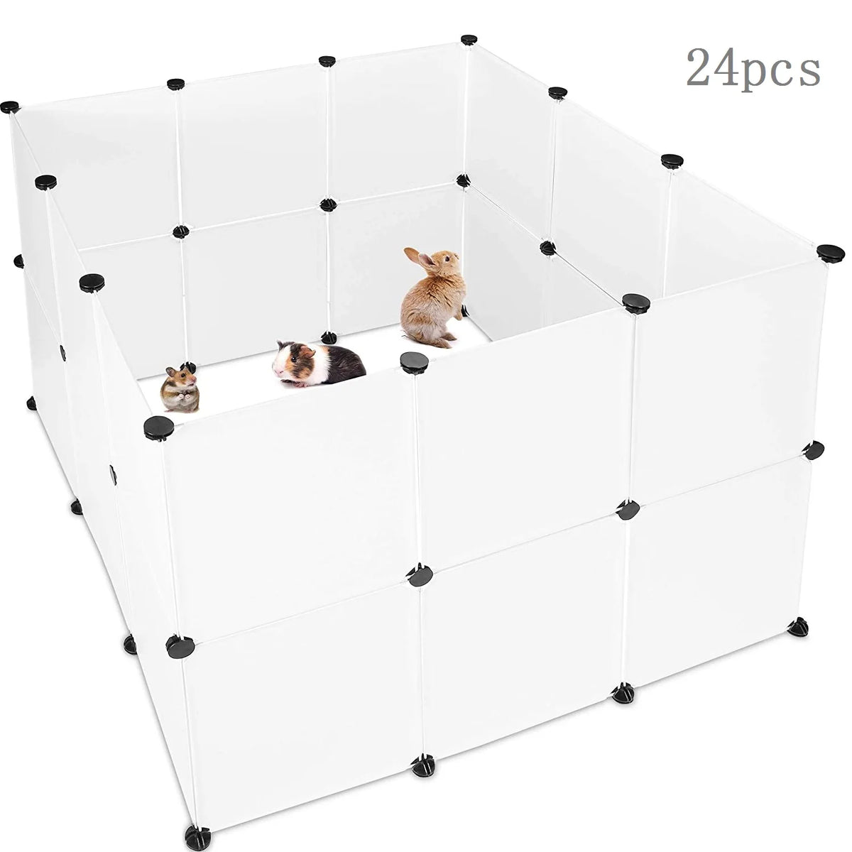 Parc modulable et pliable pour petits animaux (chiens, chats, chatons, lapins, cochons d'Inde, hérissons) – Enclos intérieur/extérieur