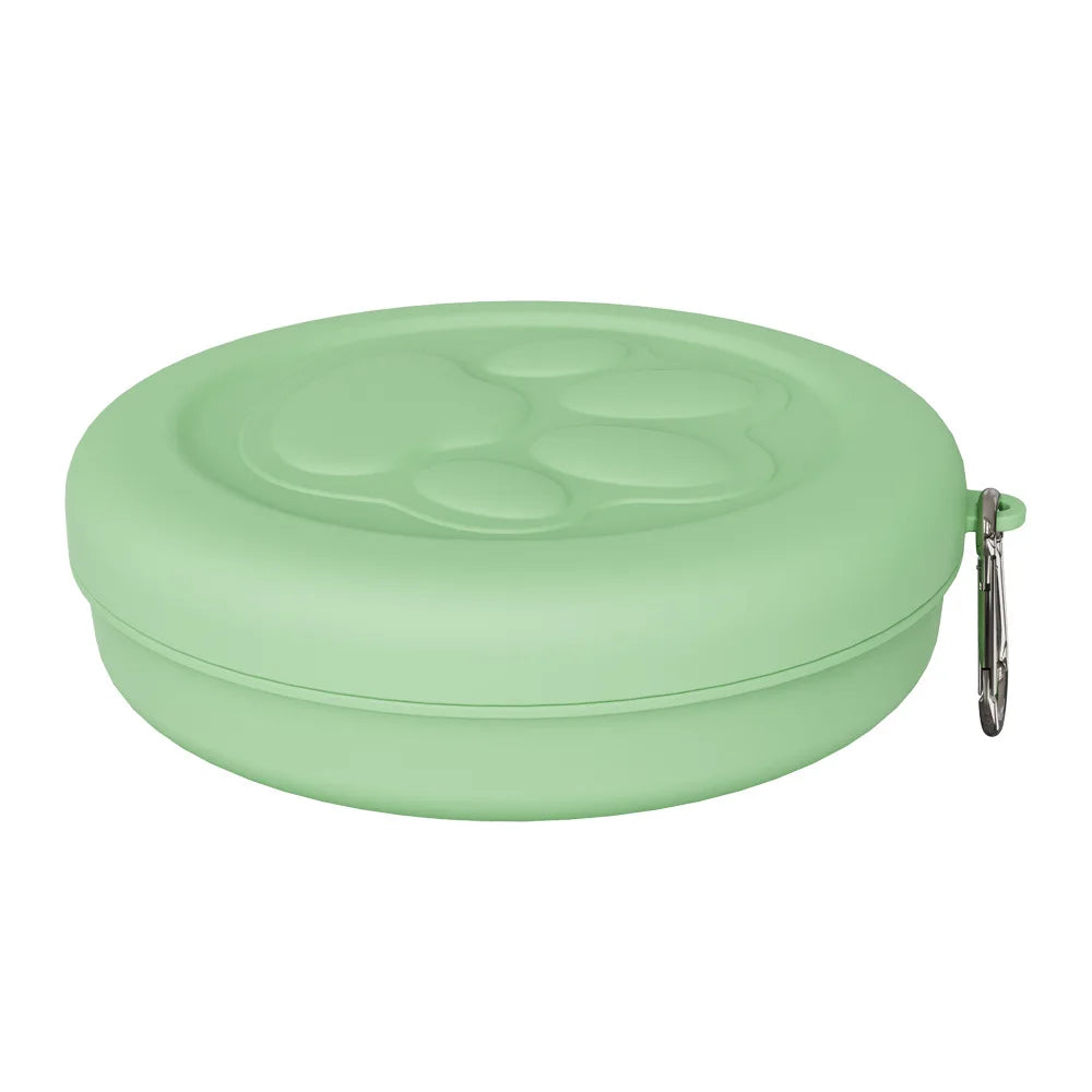 Gamelle portable pour animaux : écuelle de voyage 2-en-1 (eau et nourriture) avec compartiment à friandises, idéale pour la randonnée, le camping et les déplacements.