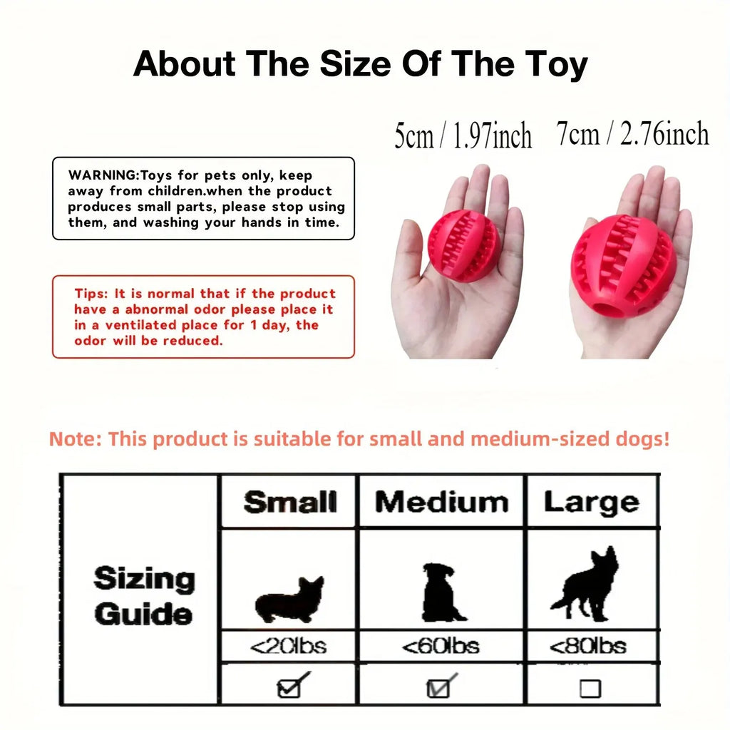 Balle-jouet pour chien, résistante aux morsures et non toxique (pour chiens, chiots et chats) ; balle distributrice de friandises et jouet à mâcher pour le nettoyage des dents .