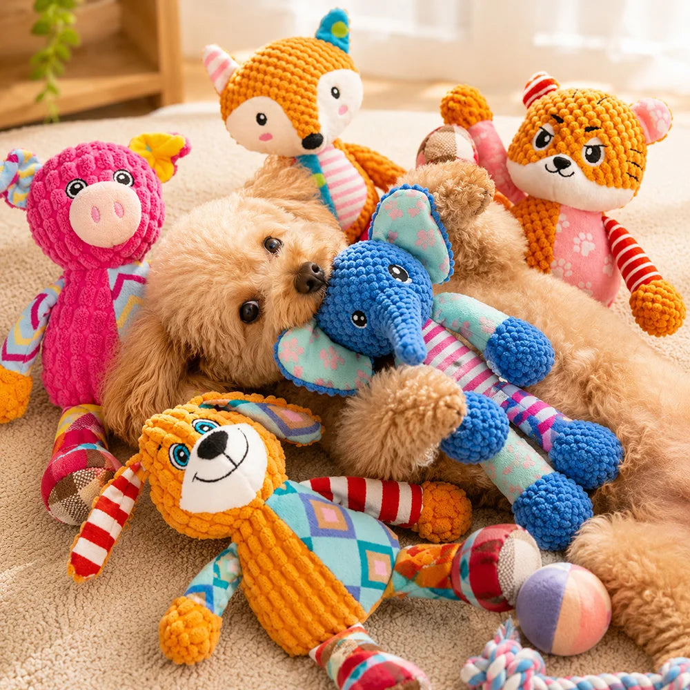 Jouet en peluche pour animaux avec pouic-pouic – Jouet interactif et ludique pour chiens et chats – Compagnon doux et résistant – Jouet à mâcher favorisant le nettoyage des dents – Conception robuste – Accessoire
