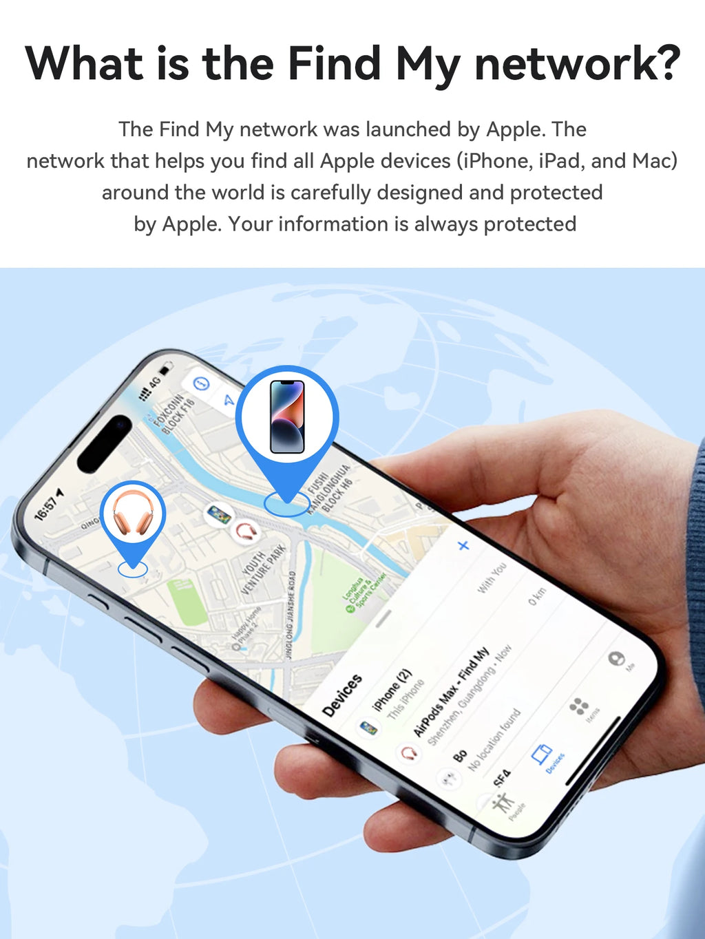 HOCO E94 – Traceur GPS intelligent compatible AirTag pour animaux, chiens et clés ; dispositif anti-perte avec étui, compatible avec le réseau « Localiser » (Find My) pour le suivi des personnes âgées et des enfants