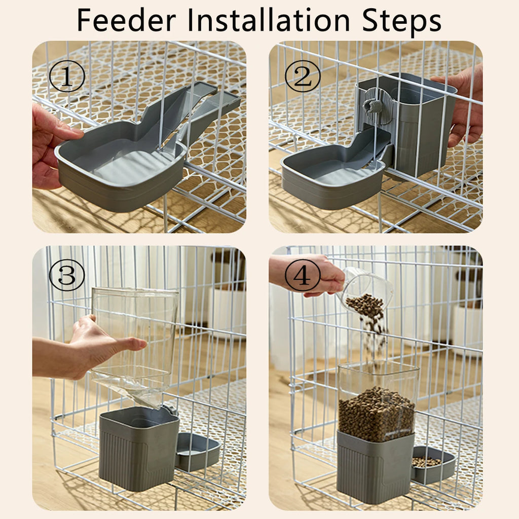 Distributeur automatique d'eau et de nourriture pour animaux (chiens, chats) – Gamelle suspendue à la cage, adaptée aux petits chiots, chats et lapins.