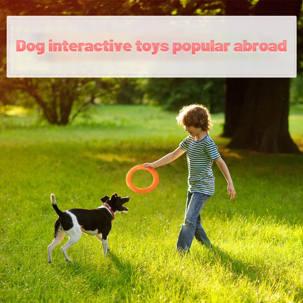 1 jouet orange pour chien – Anneau de traction volant et interactif en EVA pour le dressage, résistant