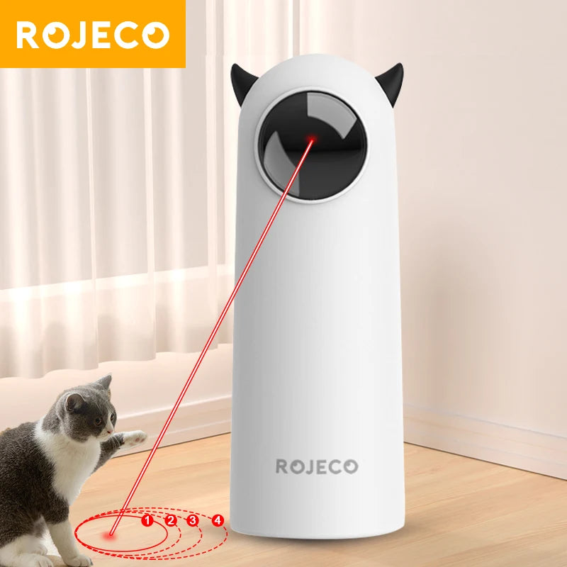 Jouet interactif et intelligent ROJECO pour chats : pointeur laser LED pour l'intérieur, jouet électronique portatif pour taquiner et divertir chats et chiens.