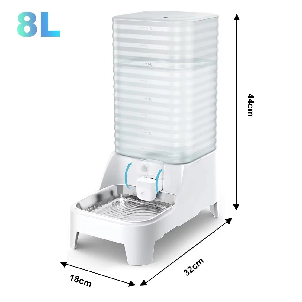Furpipi – Station d'alimentation et d'abreuvement automatique par gravité pour animaux (capacité de 8 L) avec abreuvoir en acier inoxydable