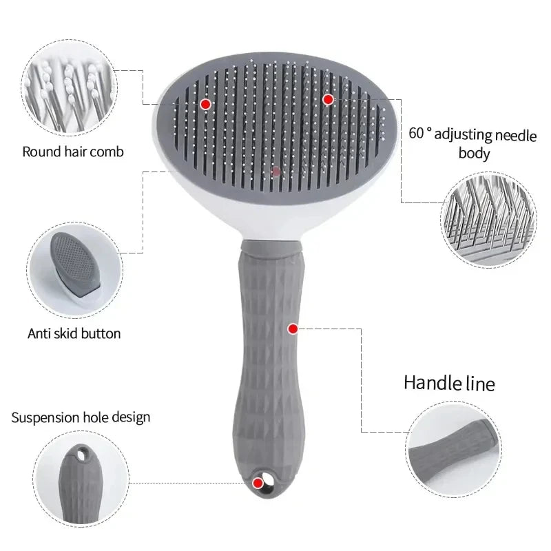 Brosse autonettoyante pour chiens et chats – Accessoire de toilettage et peigne démêlant pour éliminer les poils